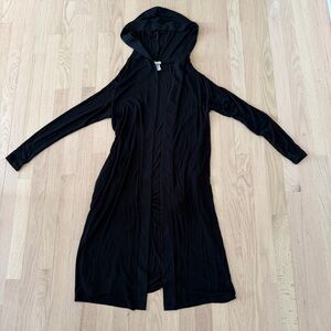Elegant Black Hooded Women's Robe